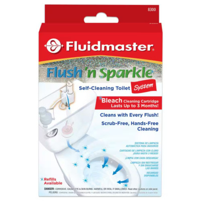 Fluidmaster 8300P8 Flush 'n Sparkle Automatic Bleach Toilet Bowl Cleaning System