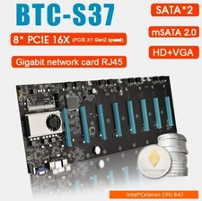 BTC-S37 ETC Miner Motherboard 8GPU 8 PCIE x16 Graphics Card w/ Cpu DDR3 VGA HDMI