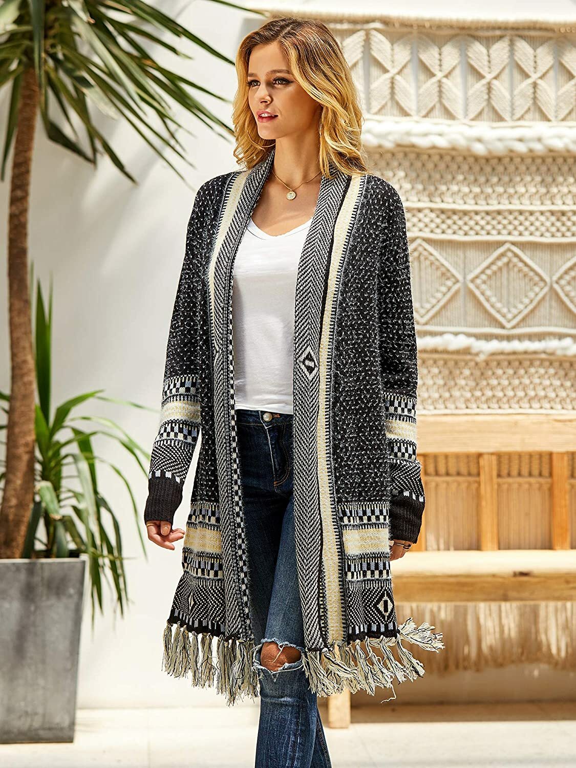 FERBIA Women Boho Cardigan Sweater Long 