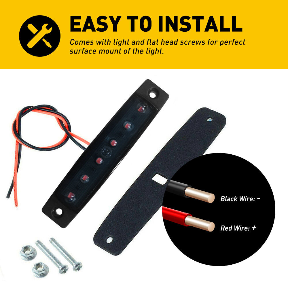 10PCS 3.8" Smoked Red Side Marker Clearance Tail Light LED for Truck Trailer New