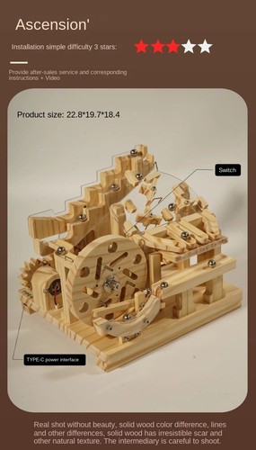 3D Wooden Puzzle Marble Run Modules DIY Kit Rolling Ball Race Machine Model - Picture 2 of 9