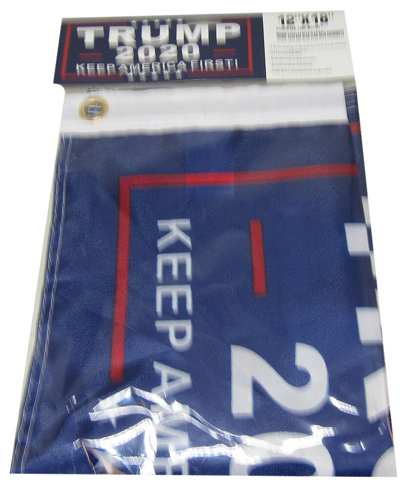 Trump 2020 Keep America First Blue 12x18 Inch Woven Poly Nylon Boat Flag