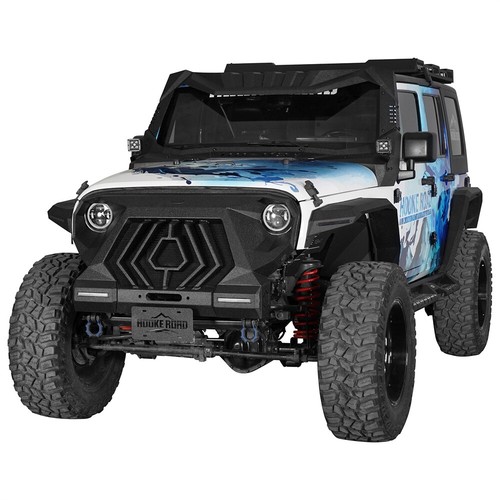 FIT JEEP WRANGLER JK/JKU 2007-2018 STEEL WINDSHIELD ARMOR GUARD W/LED LIGHTS - Picture 17 of 17