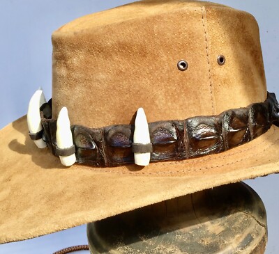 Ruban De Chapeau En Cuir De Crocodile Authentique - CITES, Fabriqué En Australie, Dents 3 Cm