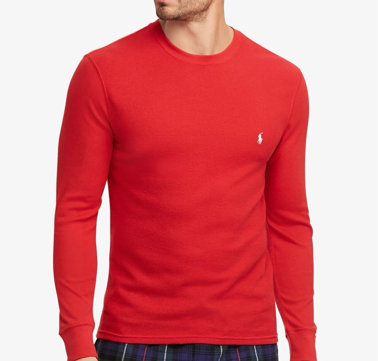 Polo Ralph Lauren uomo camicia rossa M logo pony maglia waffle termica manica lunga