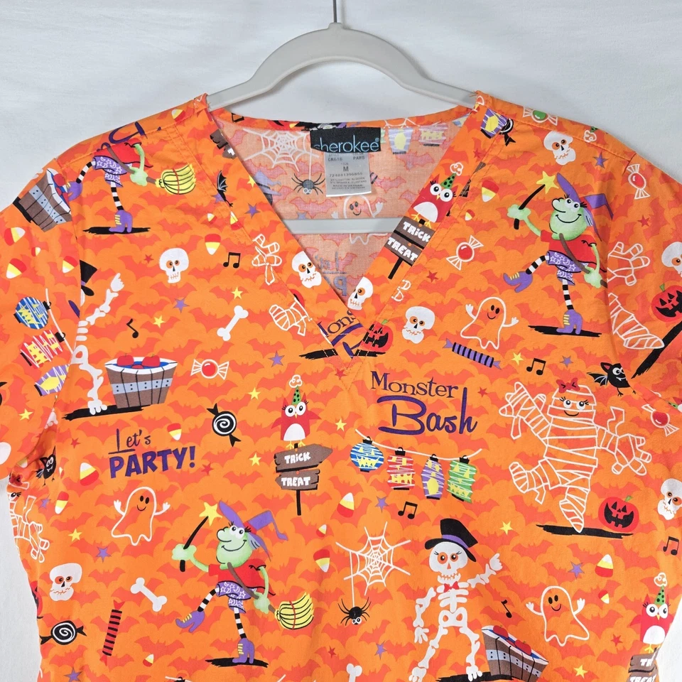 Blusa Médica Cherokee Halloween Talla M Naranja Foto 2 de 4