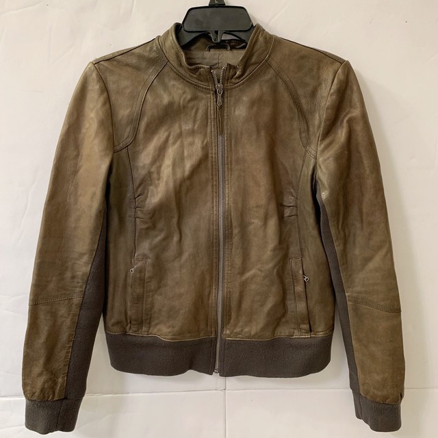 Gap Brown Leather Jacket Size Medium. Cotton Lining eBay