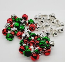 Jingle Bell Christmas Stretch Bracelet Lot Set of 3 Green Red Silver CHUNKY