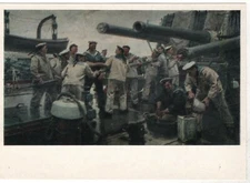 1976 SAILORS After successful shooting Fleet Navy Military  OLD Russian Postcard