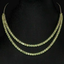 Silver Necklace Peridot Natural Gems Sterling Rose Gold 19 1/4 to 21 1/4 Inch