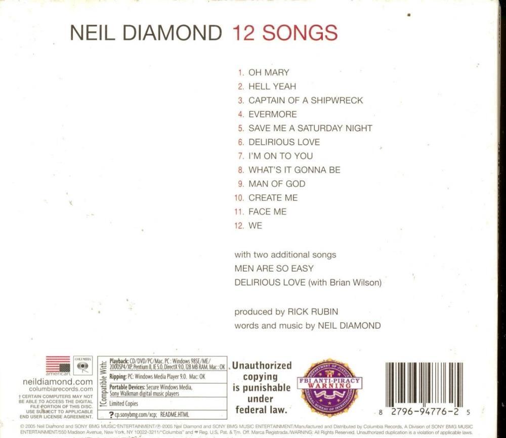 Neil Diamond Neil Diamond 12 Songs CD (2005) Audio Quality