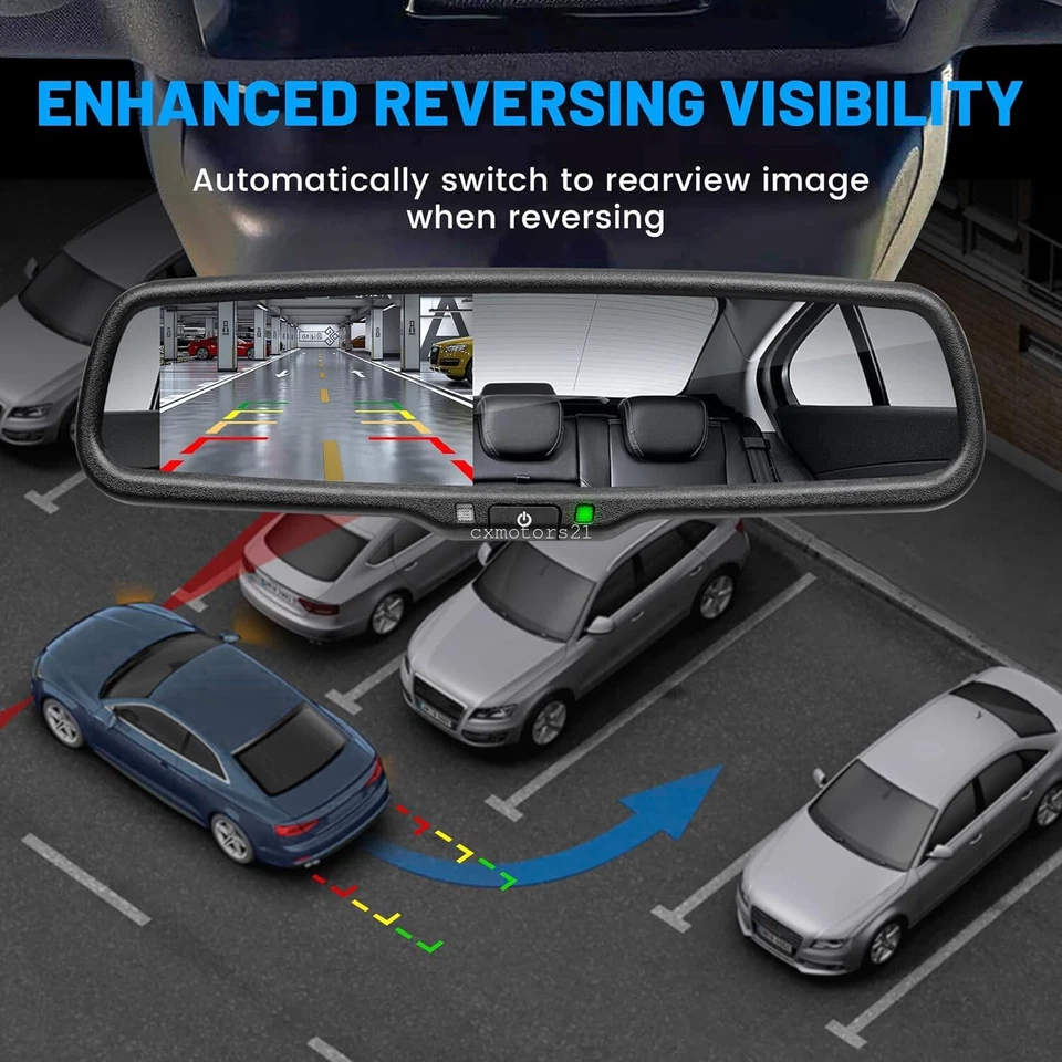 4.3" LCD Display Mirror Backup Rear View Monitor For 09-18 Toyota Corolla RAV4 - Image 4 of 4