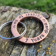 7 Years Down Forever To Go Copper 7th Anniversary Keychain Gift Personalised  