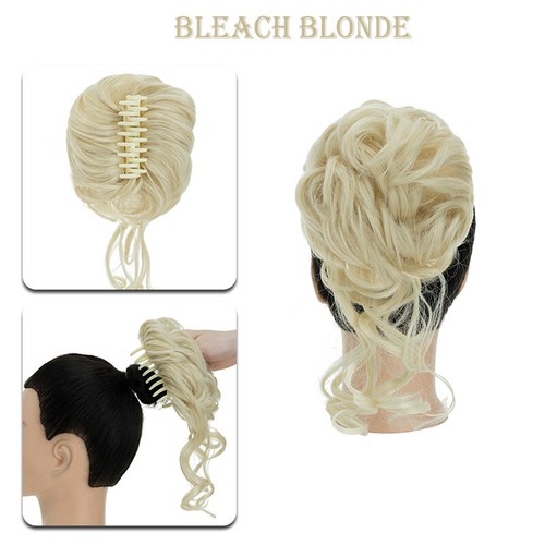 Curly Messy Bun Hair Piece Updo Thick Claw Clip in Hair Extensions Real As Human - 第 21/41 張圖片