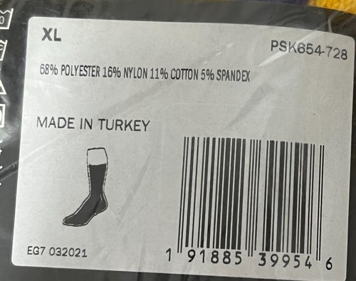 Nike NBA Authentics Basketball Socks - Yellow/Purple - PSK654-728 - CHOOSE SIZE! - Picture 4 of 4