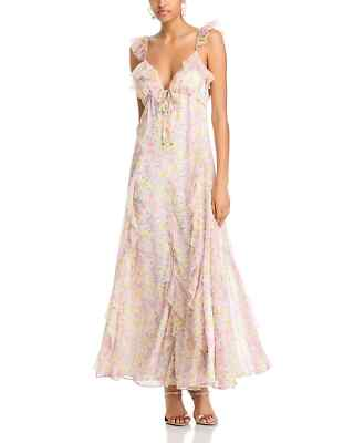 #ad Aqua L11323 Pink Yellow Ruffled Floral Flutter Straps Gown Size XXL $108.80