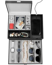 Men Jewelry Box Organizer Key Tray - Valet Tray for Men - Nightstand Organize...
