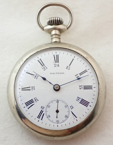 ANTIQUE 18s WALTHAM 15 JEWEL 15J ENGRAVED TRAIN SILVERODE POCKET WATCH