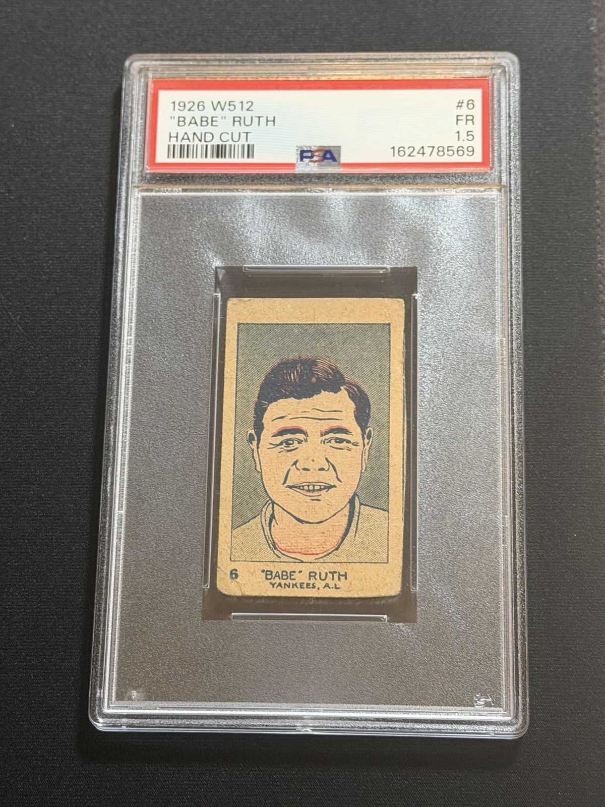 1926 W512 HAND CUT #6 "BABE" RUTH PSA 1.5 GREAT COLOR