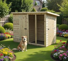 Dog Kennel And Run 8x4 Tanalised Pressure Treated Timber - FAST DELIVERY