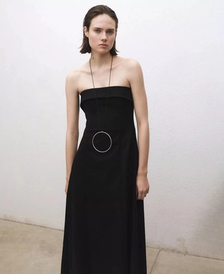MANGO Women's Strapless Flared Dress - Black - 8 | eBay
