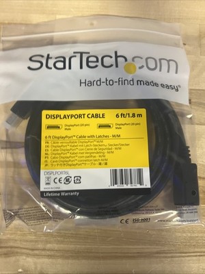StarTech DisplayPort Cable with Latches 6 ft Black