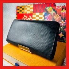 Louis Vuitton Epi Used Portefeuille Brazza Long Wallet Black Noir Japan