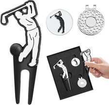 Funny Divot Repair Tool Gift Set, Cute Personlized Magnetic Black and white