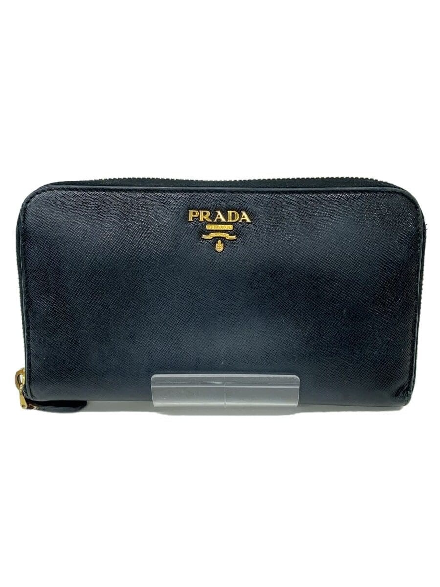 PRADA Men's Plain Navy Cowhide Long Wallet 1M0506