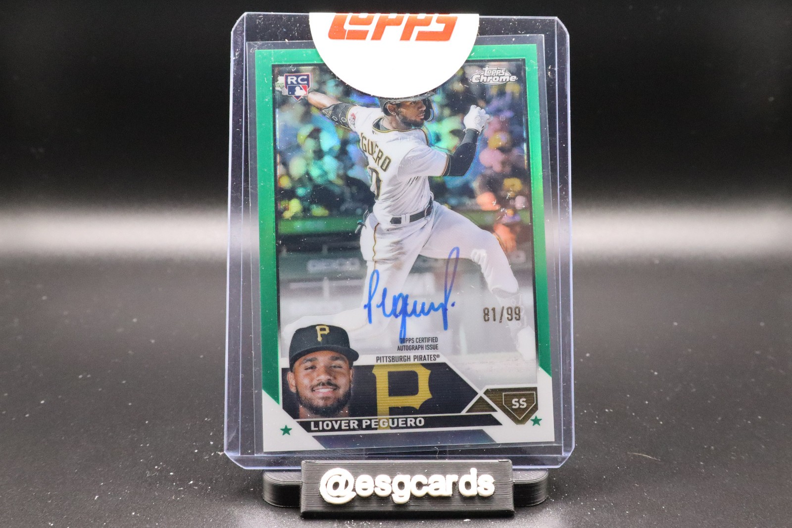 2023 Topps Chrome - Rookie Autographs Liover Peguero #RA-LP Green Refractor /99