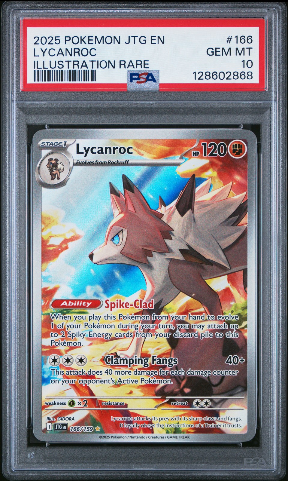 2025 POKEMON JTG EN-JOURNEY TOGETHER ILLUSTRATION RARE #166 LYCANROC PSA 10