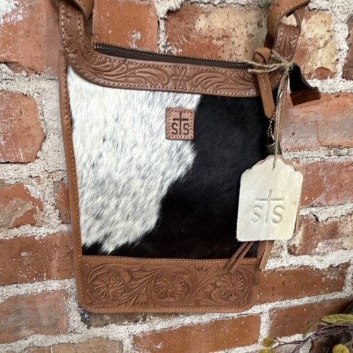 STS Ranchwear Yippee Kiyay leather & Hair-On Cowhide Western Crossbody Zip