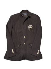 Polo Ralph Lauren Women's Knit Crested Blazer Jacket Size 0 Black PRL Monogram