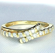 9ct Gold Diamond Crossover Ring 0.16ct Size N MINT