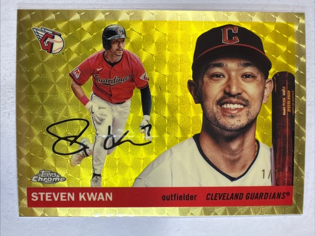 2025 Topps Chrome Platinum Steven Kwan #81 Guardians Superfractor 1/1