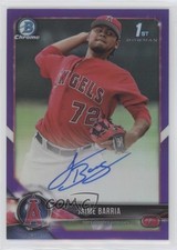 2018 Bowman Chrome Prospect Purple Refractor /250 Jaime Barria #CPA-JB Auto 15t4