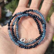 Blue Sapphire AAA Faceted Rondelle Sapphire Gemstone Necklace . 925 Sterling
