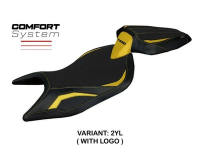 Sattelbezug Sitzbezug Sparta Comf Gelb + logo Tpz APRILIA TUONO 660 2021 2026