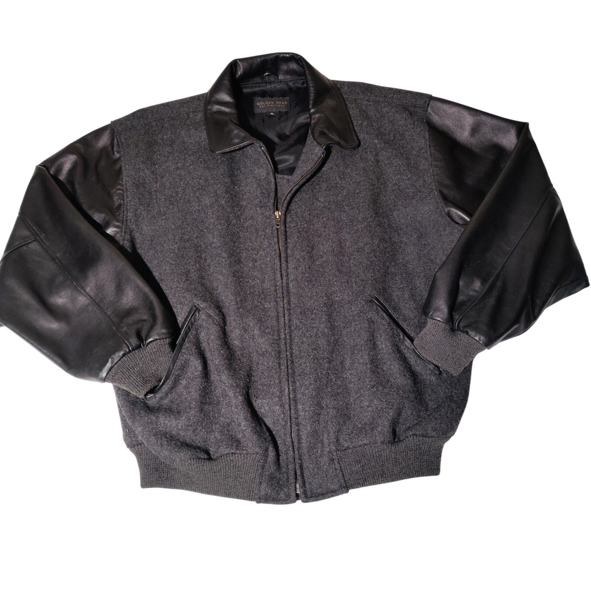 vintage an・an no.4 Golden Bear San Francisco Mens XL Bomber Jacket Wool Leather