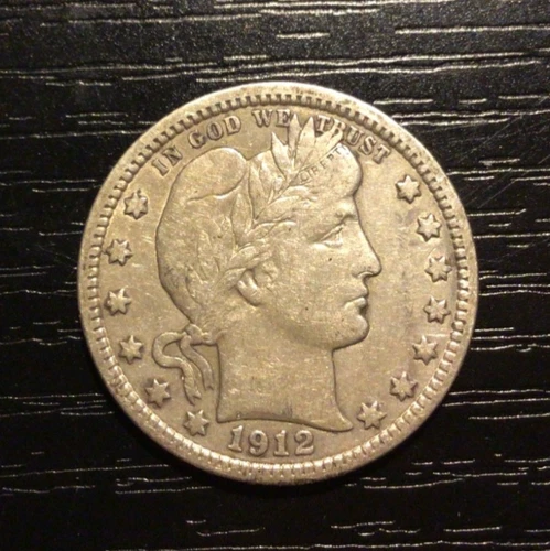1912 Barber Silver Quarter, XF. Sharp! D5