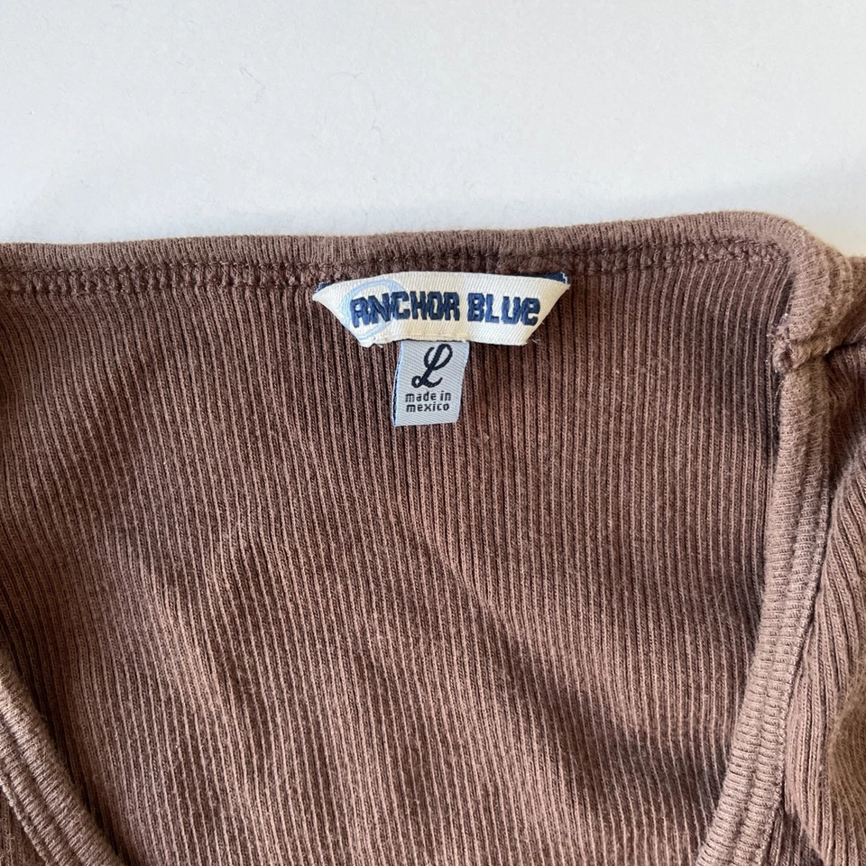 Camiseta sin mangas I Love Cowboys marrón acanalada vintage azul ancla talla Algodón grande ~ lindo ~ Foto 4 de 4