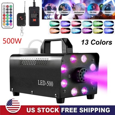 500W LED Smoke Fog Machine RGB Color Stage Fogger Effect Halloween Disco Club US