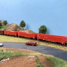 4 wagons tombereaux Eanos-x 052, transport de ferraille, DB AG, Ep V - MARKLIN 8