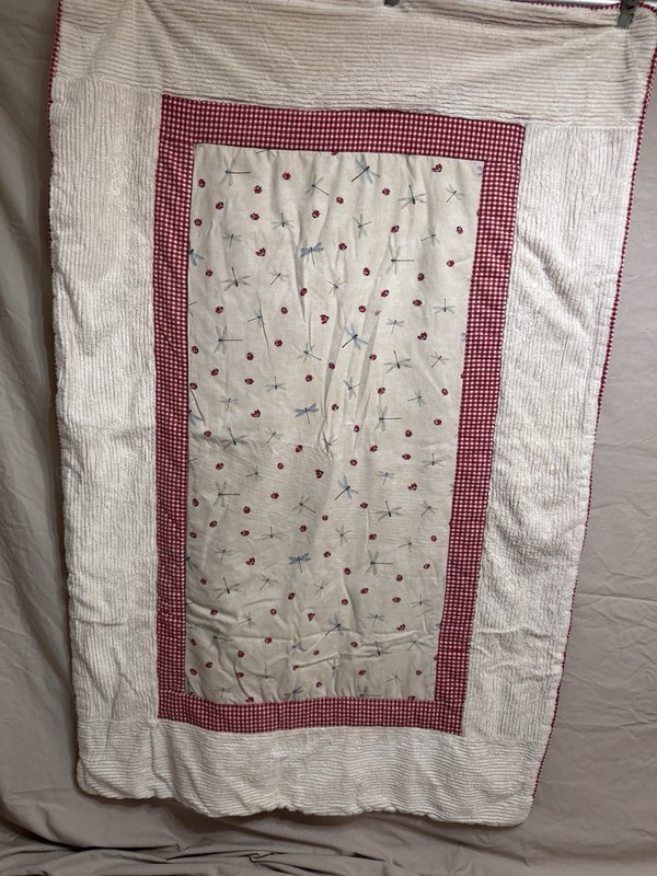 Vintage Style Dragonfly And Lady Bugs Quilt 42x65  #419