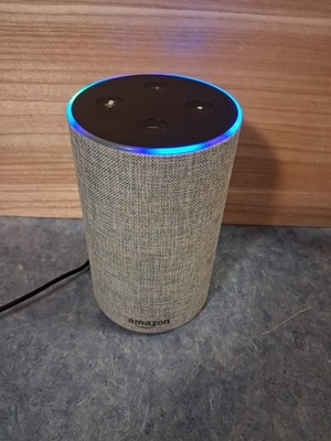 Amazon Echo 2nd Gen Smart Speaker Heather Gray W/Power Supply-Works Perfect-