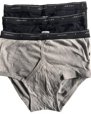 Jockey Men's Classic Briefs 3-Pair Black  Grey Cotton Y Front Pouch Vintage NOS