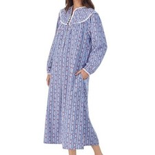 Lanz of Salzburg Womens Tyrolean Stripe Flannel Nightgown S Cottagecore Cozy