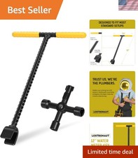 Professional 12-inch Water Meter Key with Reinforced T-Handle & Selector