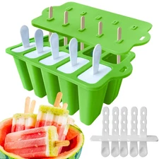 POPSICLE MOLDS 10 Cavity Large Silicone Ice Pop Maker BPA-Free with 10 Sticks