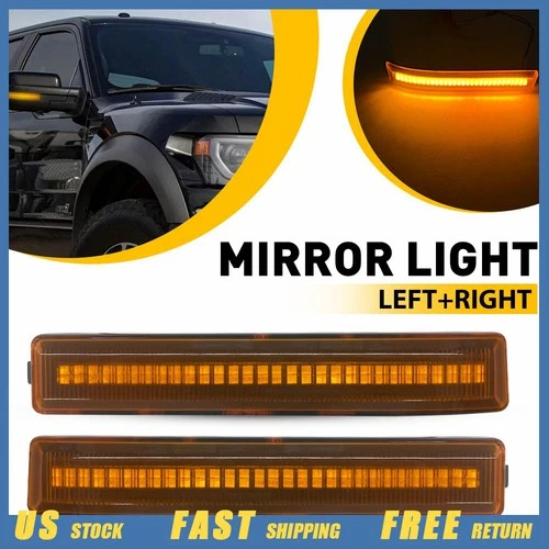 Amber Side Mirror Turn Signal Marker Reflector Light For 2010-14 Ford Raptor SVT